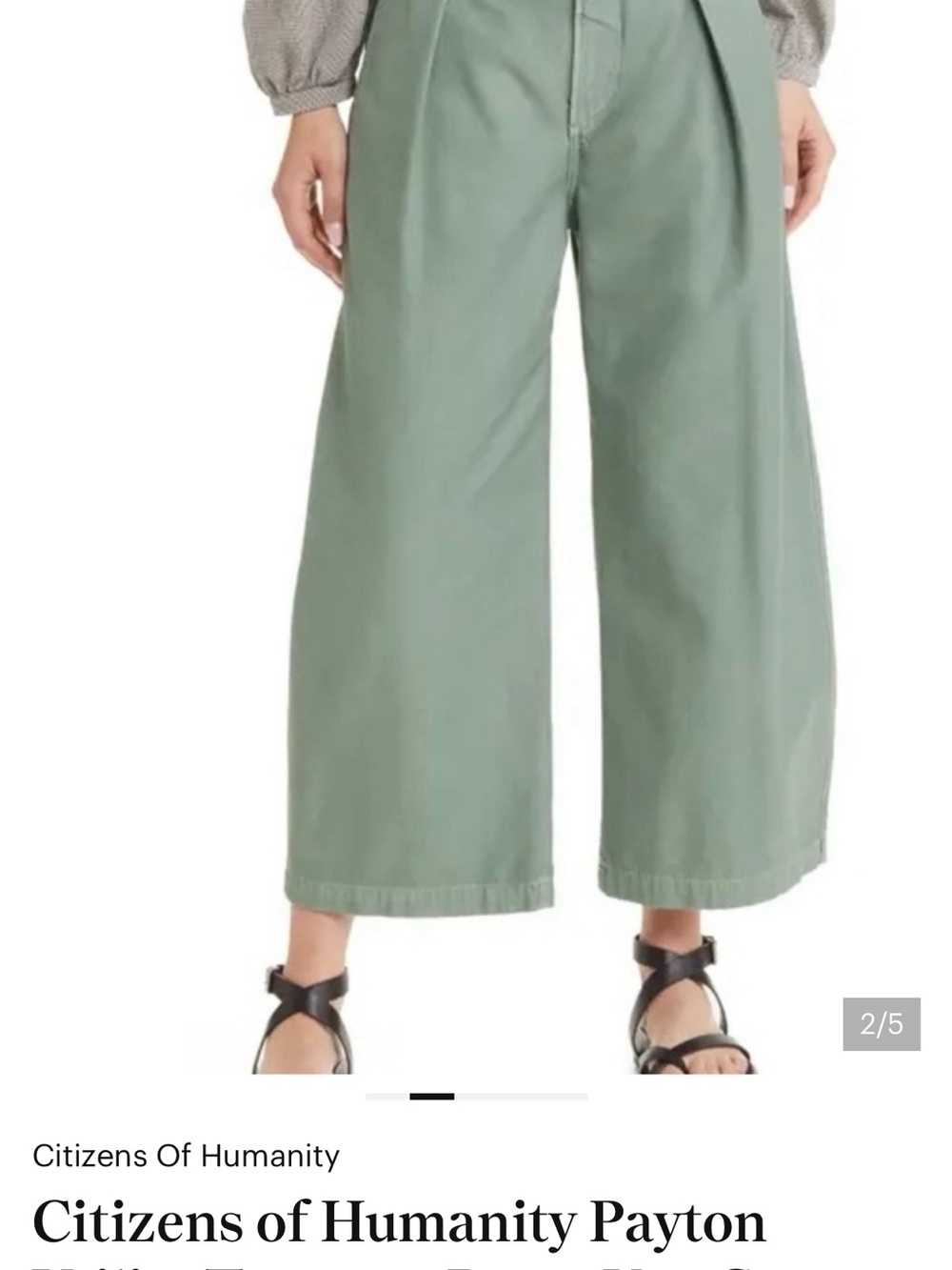 Citizens Of Humanity Payton Utility High Rise Trouser Sage Green Wide Leg Pants - Picture 8 of 13